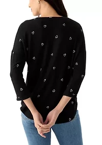 Women's 3/4 Sleeve Round Hem T-Shirt