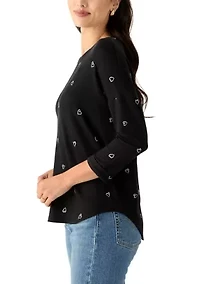 Women's 3/4 Sleeve Round Hem T-Shirt