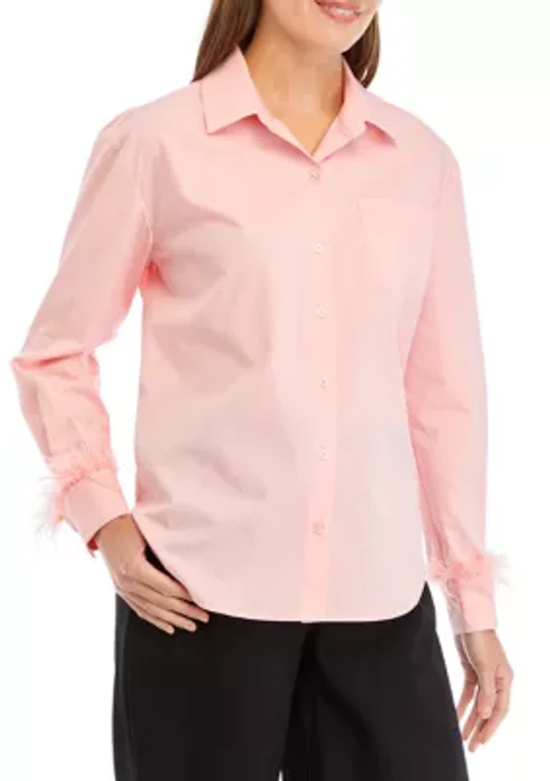 Petite Feather Boyfriend Shirt