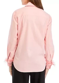 Petite Feather Boyfriend Shirt