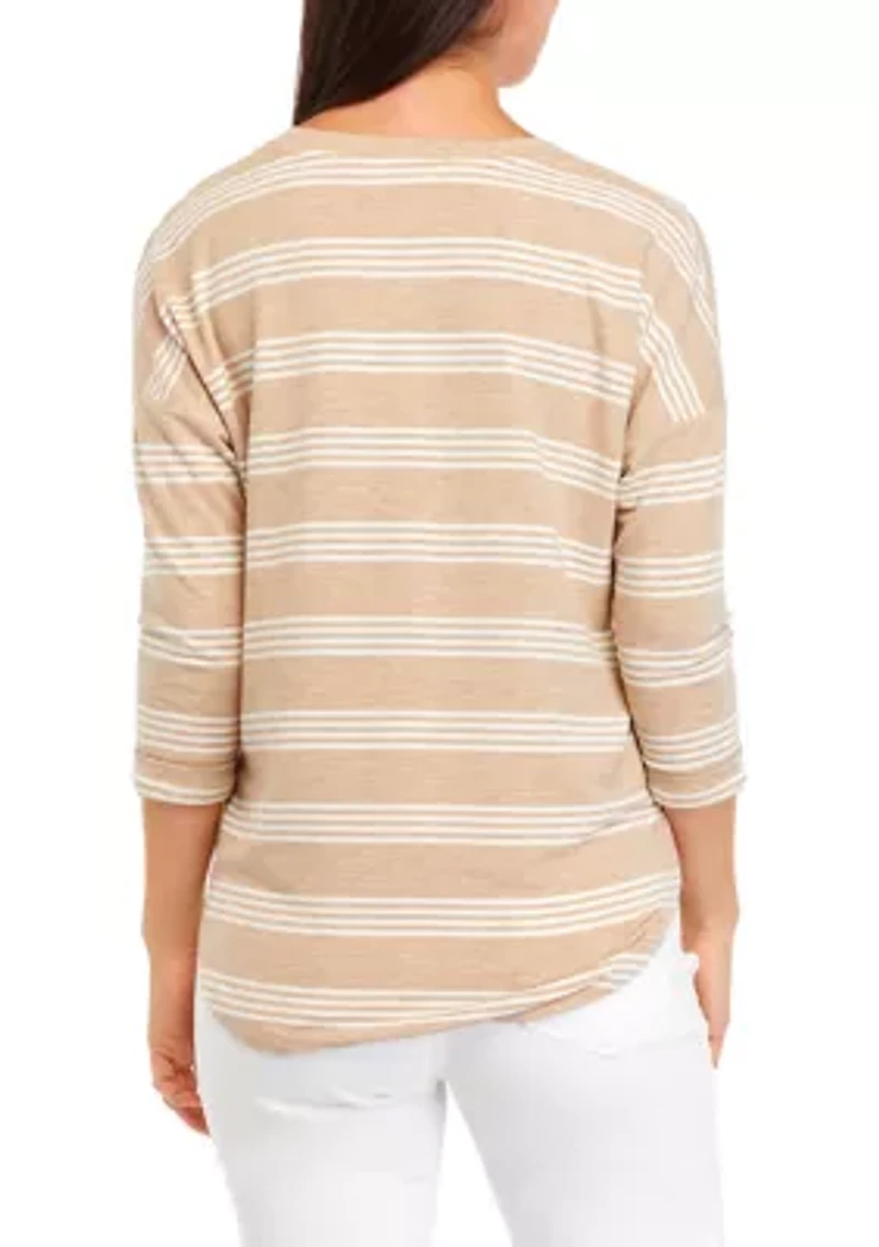 Women's 3/4 Sleeve Smile Hem Top