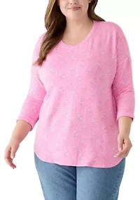 Plus Long Sleeve Printed Top