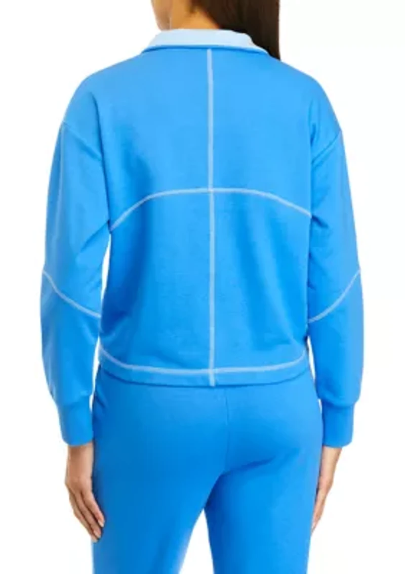 Women's Zip Contrast Trim Pullover Sweatshirt