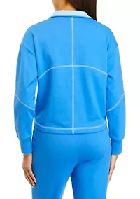 Women's Zip Contrast Trim Pullover Sweatshirt