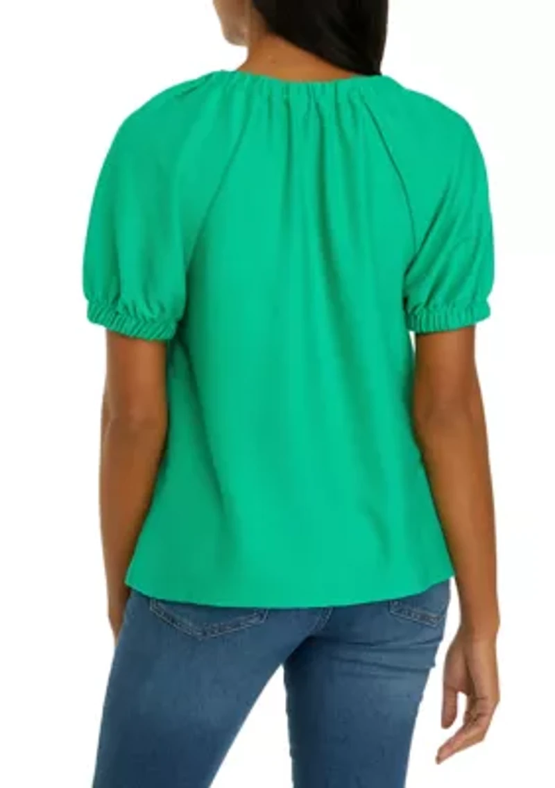 Women's Knit Puff Sleeve Top