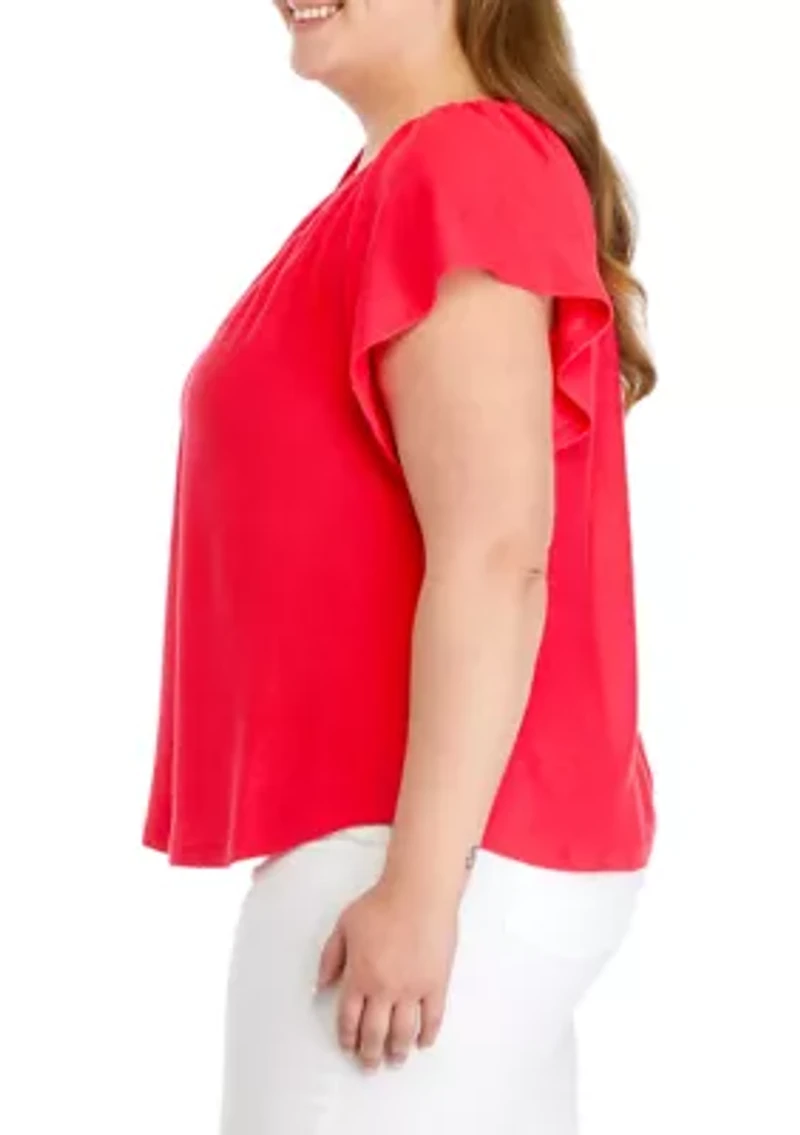 Plus Flutter Sleeve Top