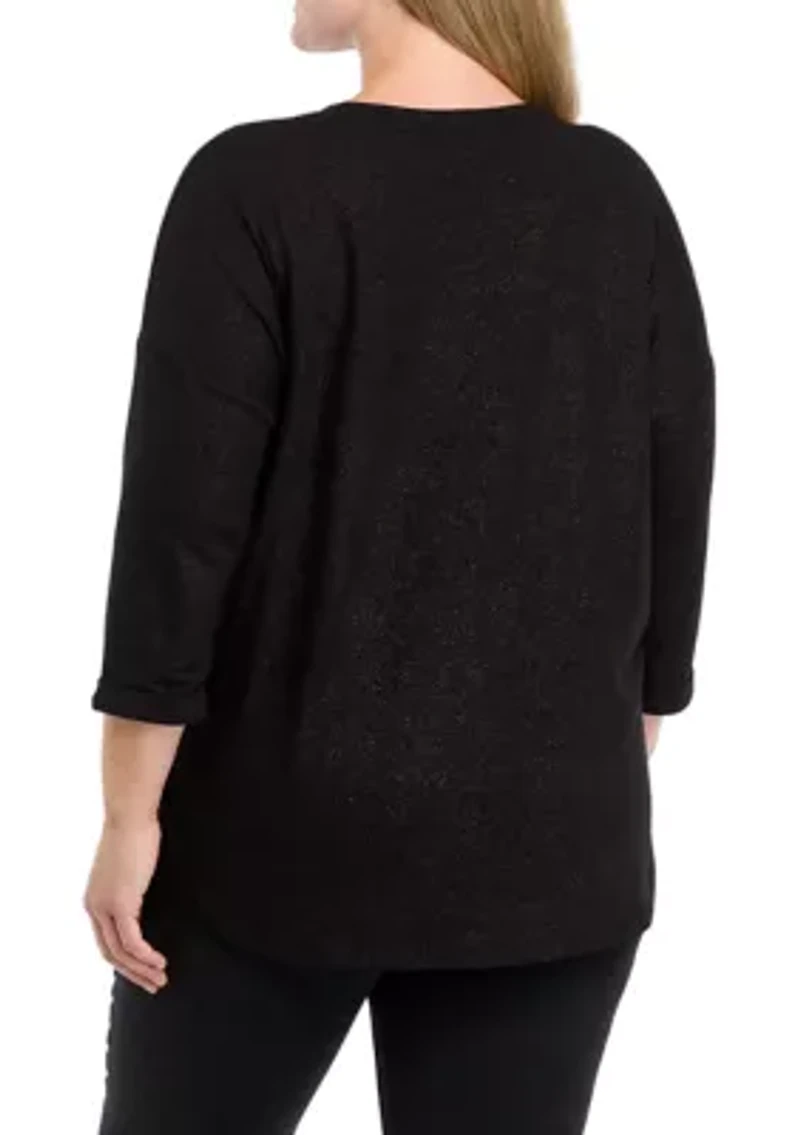 Plus 3/4 Sleeve Baby Terry Shirt