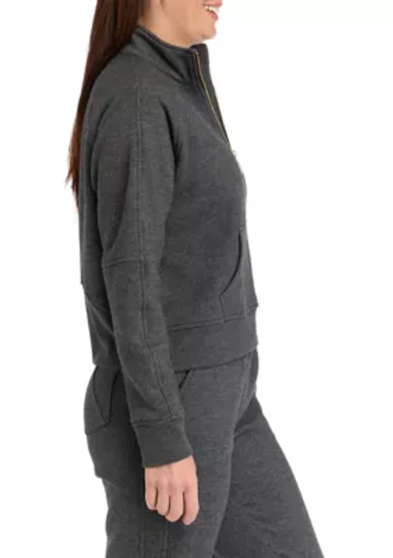 Women's Long Sleeve Half Zip Top with Kangaroo Pocket