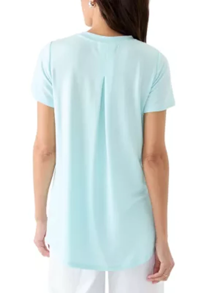 Women's Short Sleeve Pleat Back T-Shirt