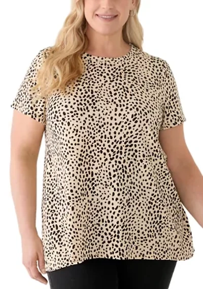 Plus Printed Pleated Back T-Shirt