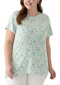 Plus Printed Pleated Back T-Shirt