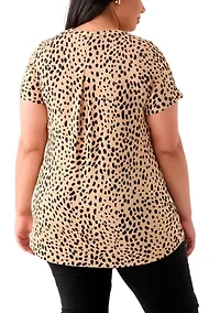 Plus Printed Pleated Back T-Shirt