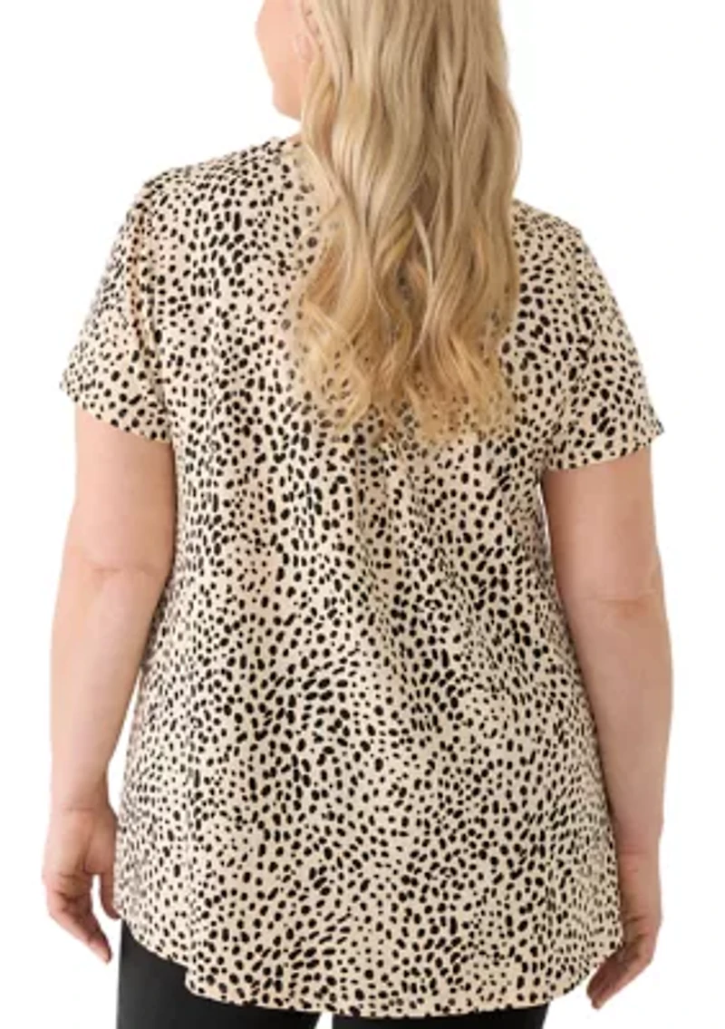 Plus Printed Pleated Back T-Shirt
