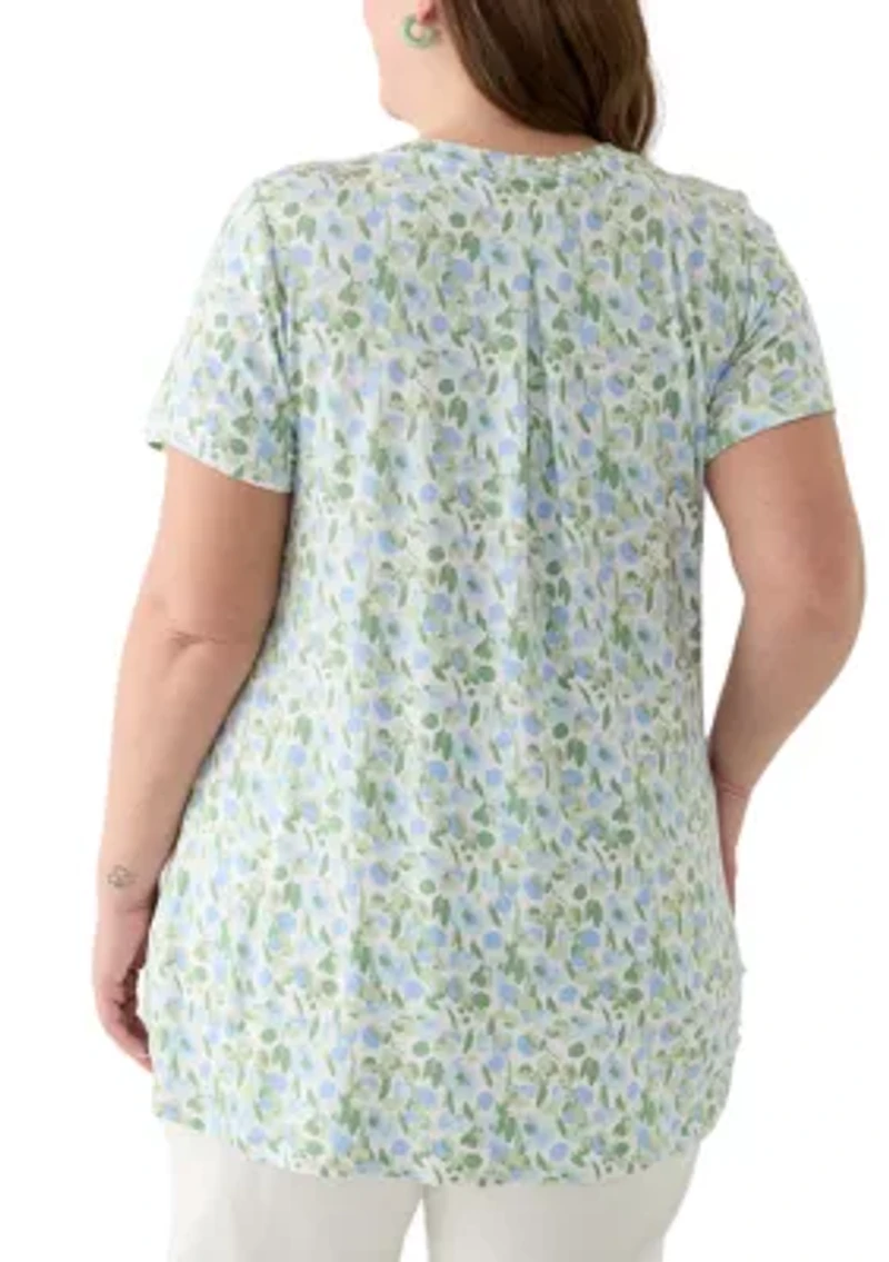 Plus Printed Pleated Back T-Shirt