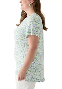 Plus Printed Pleated Back T-Shirt