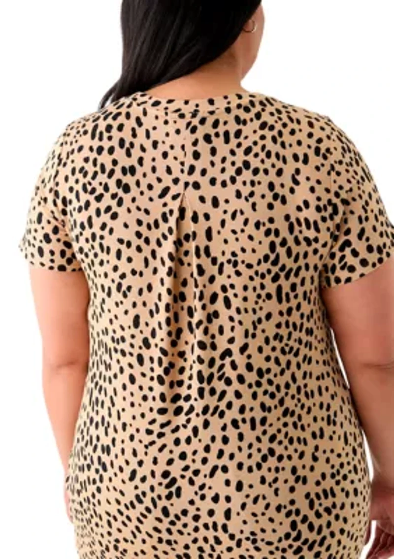 Plus Printed Pleated Back T-Shirt