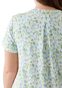 Plus Printed Pleated Back T-Shirt