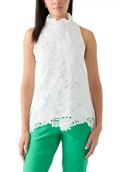 Petite Sleeveless 3D Floral Top with Bow Back Tie