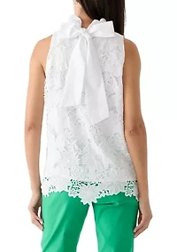 Petite Sleeveless 3D Floral Top with Bow Back Tie