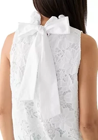 Petite Sleeveless 3D Floral Top with Bow Back Tie