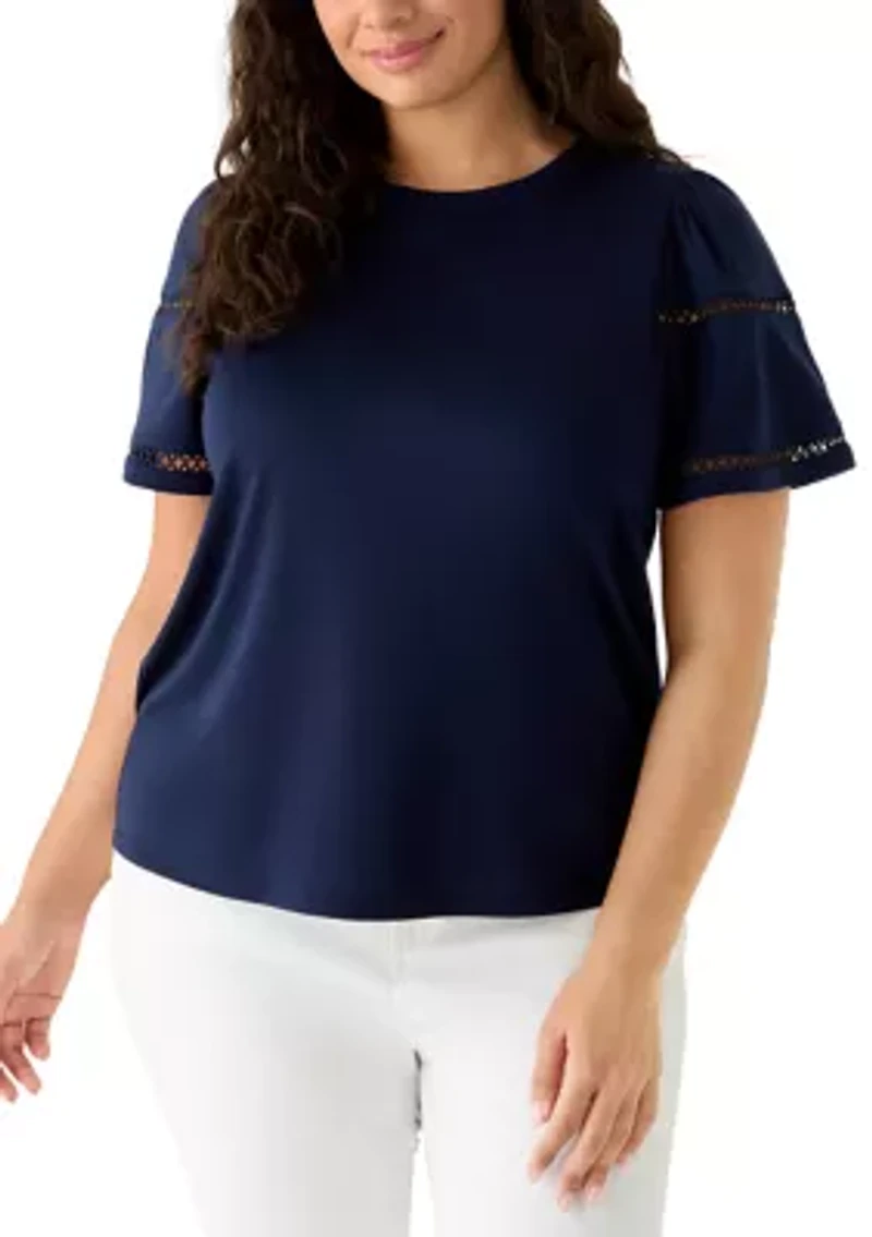 Plus Flutter Sleeve Knit Top