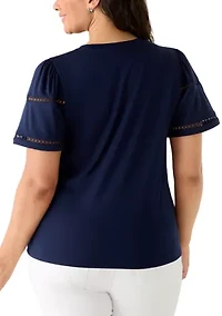 Plus Flutter Sleeve Knit Top