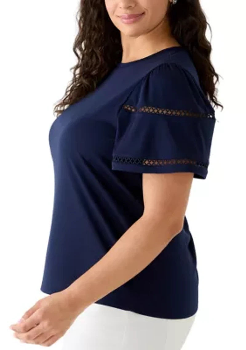 Plus Flutter Sleeve Knit Top