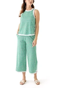 Women's Contrasting Piqué Trim Printed Tank Top