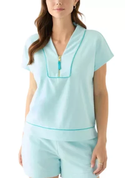 Women's Dolman Sleeve Tipped Zip Pullover