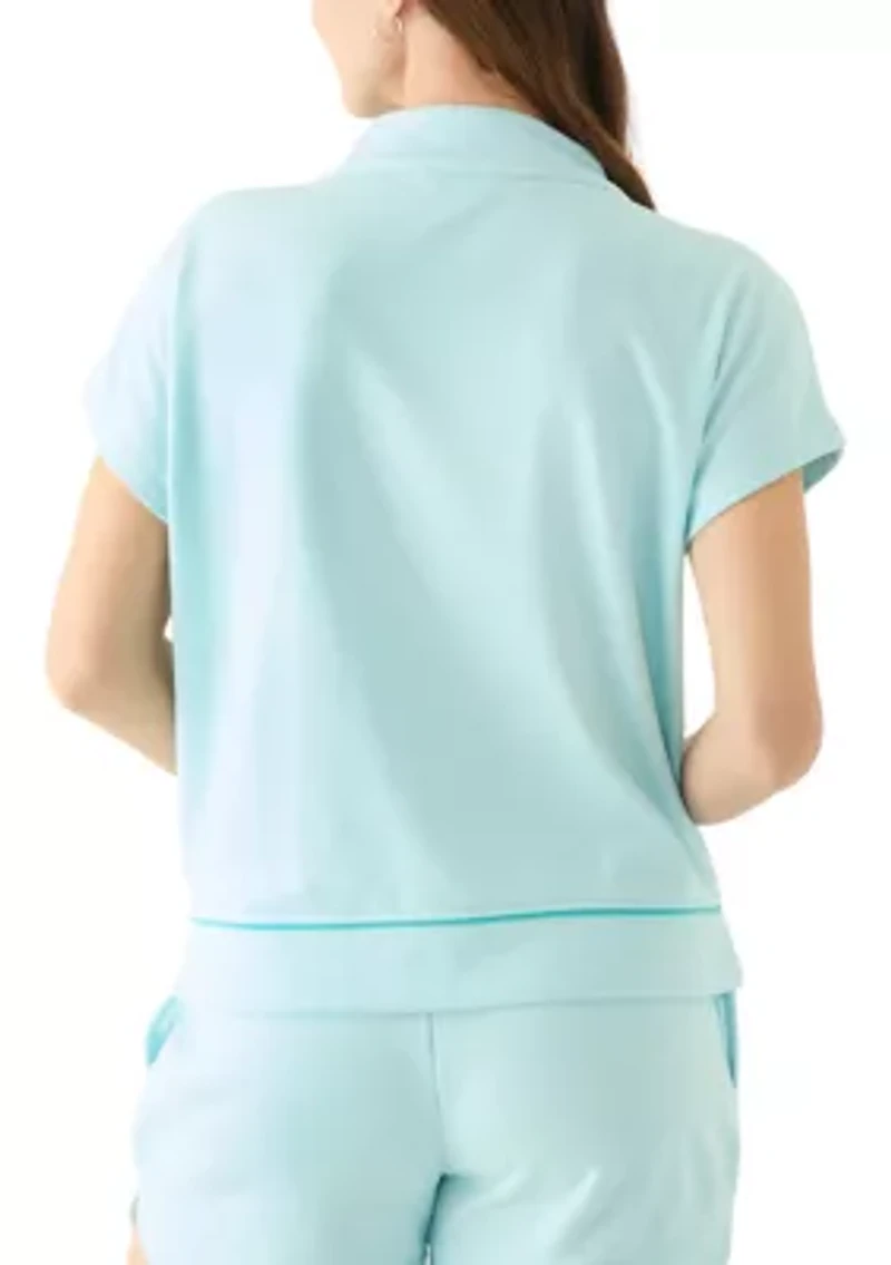 Women's Dolman Sleeve Tipped Zip Pullover