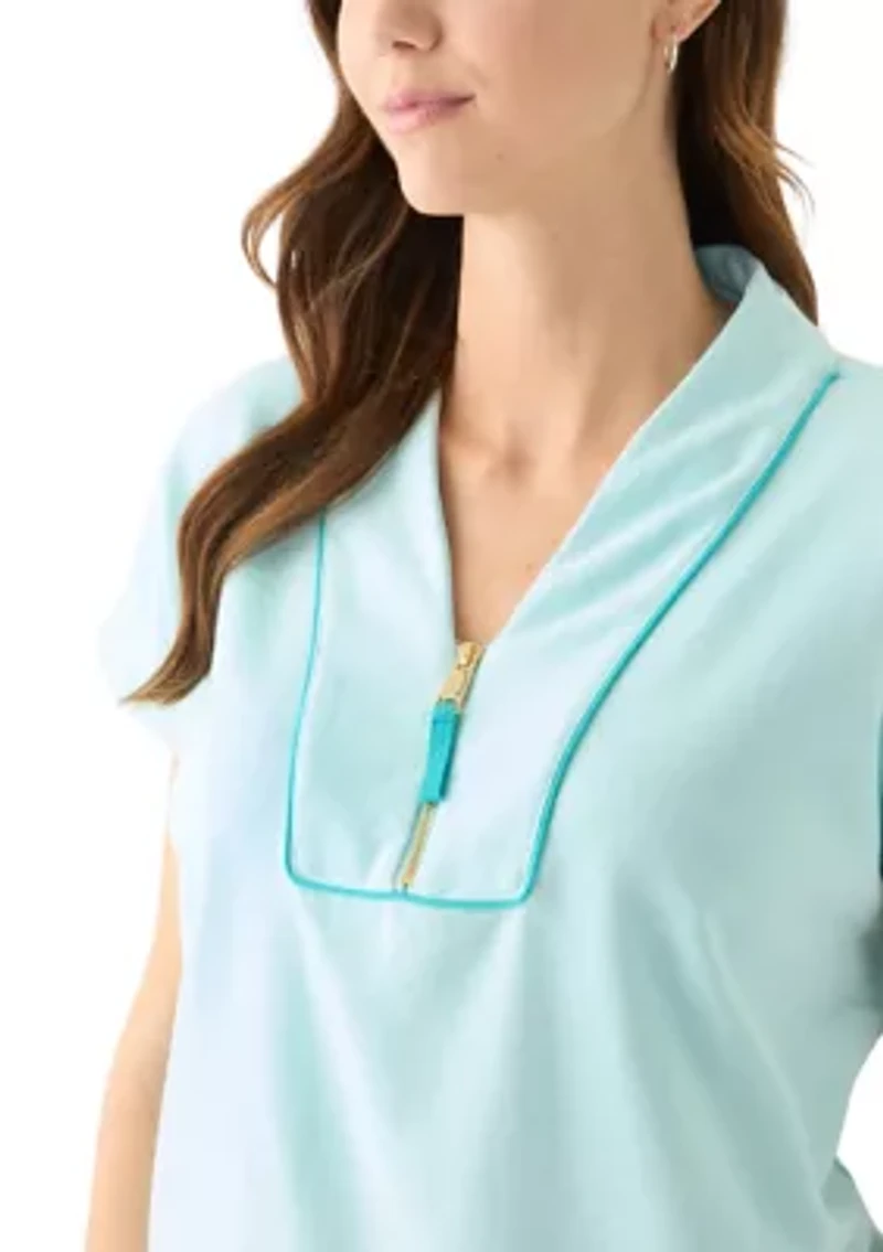 Women's Dolman Sleeve Tipped Zip Pullover