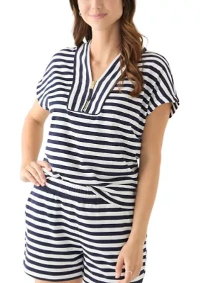 Women's Striped Zip Pullover