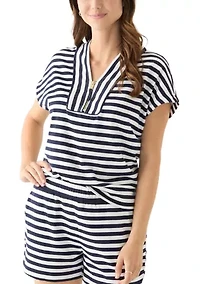 Women's Striped Zip Pullover