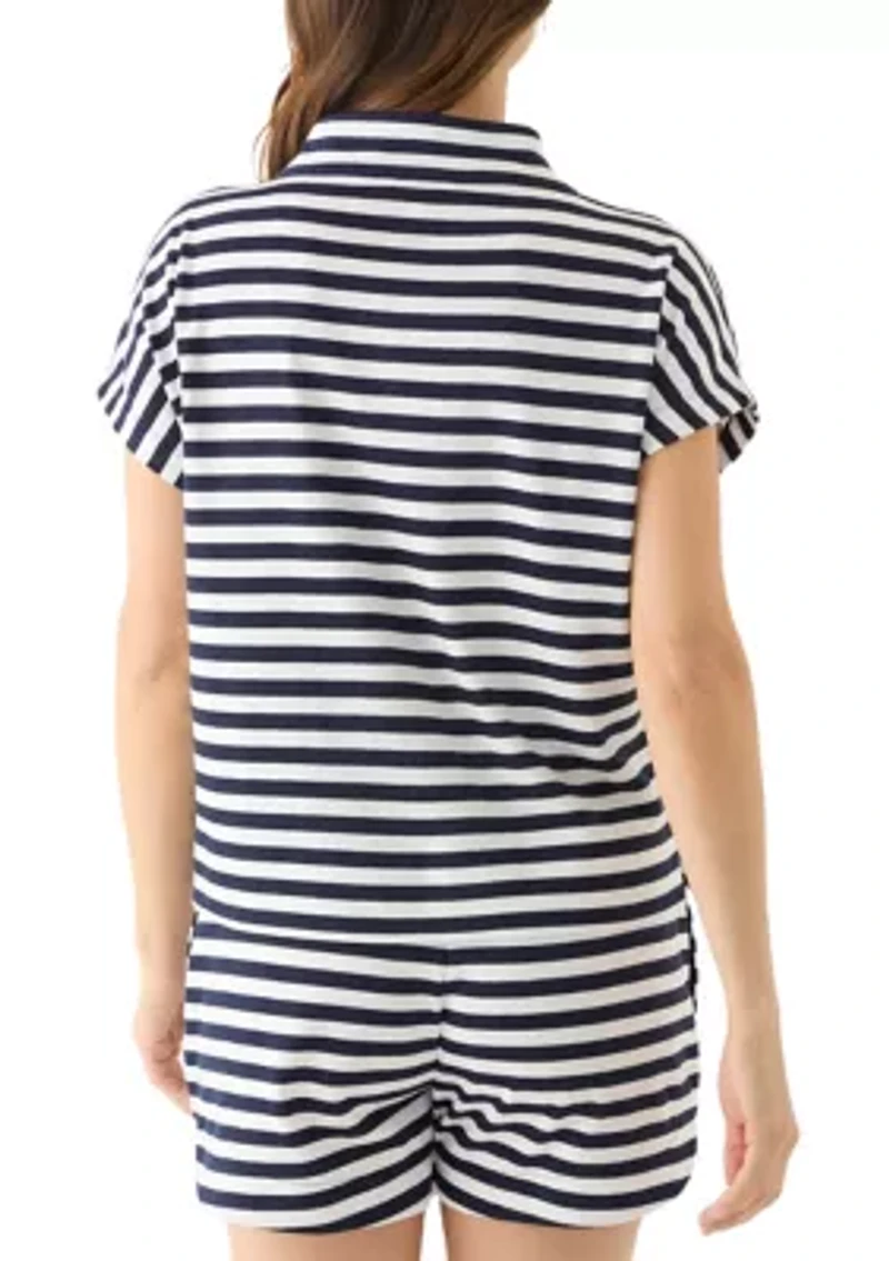 Women's Striped Zip Pullover