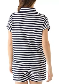 Women's Striped Zip Pullover