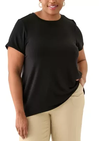 Plus Short Sleeve Pleat Back T-Shirt