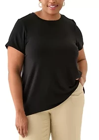 Plus Short Sleeve Pleat Back T-Shirt