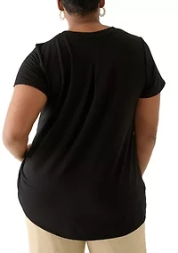 Plus Short Sleeve Pleat Back T-Shirt