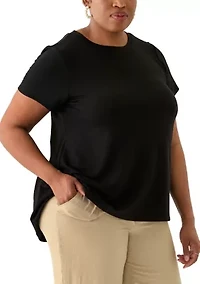 Plus Short Sleeve Pleat Back T-Shirt