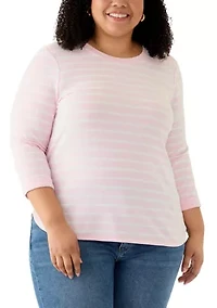 Plus 3/4 Sleeve Baby Terry Printed Shirt