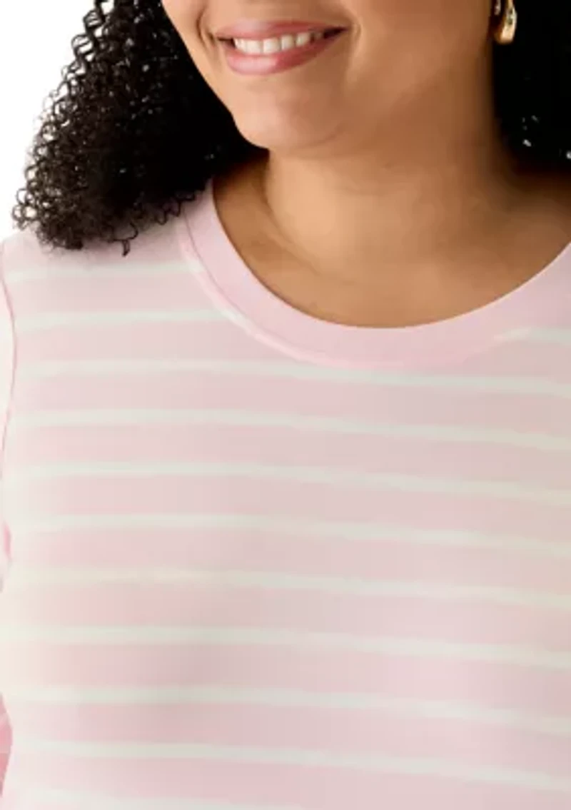 Plus 3/4 Sleeve Baby Terry Printed Shirt