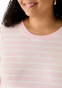 Plus 3/4 Sleeve Baby Terry Printed Shirt