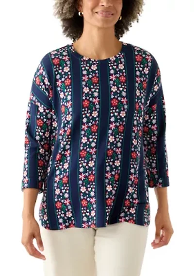 Women's 3/4 Printed Baby Terry T-Shirt