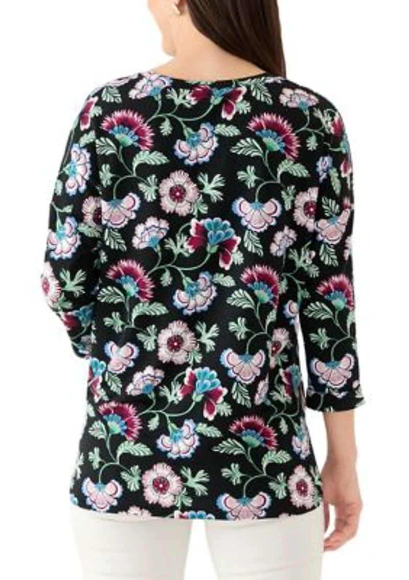 Women's 3/4 Printed Baby Terry T-Shirt