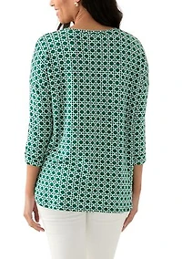 Women's 3/4 Printed Baby Terry T-Shirt