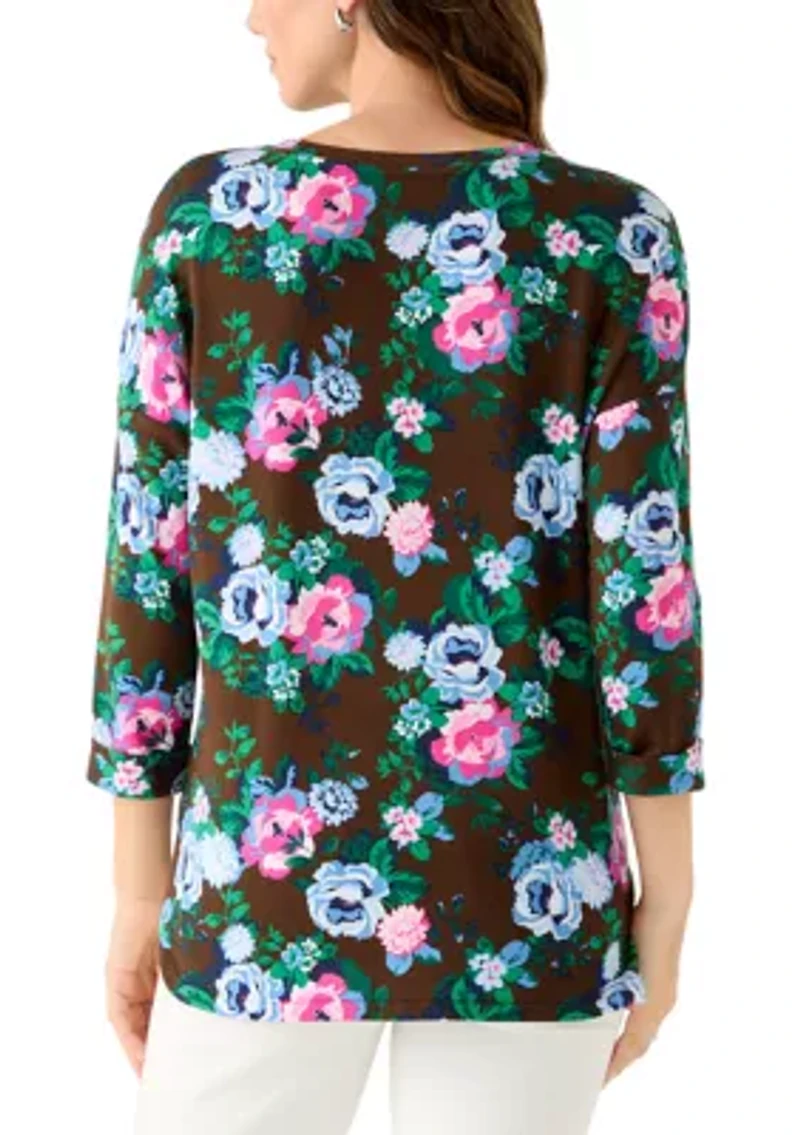 Women's 3/4 Printed Baby Terry T-Shirt