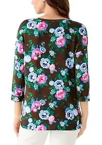 Women's 3/4 Printed Baby Terry T-Shirt