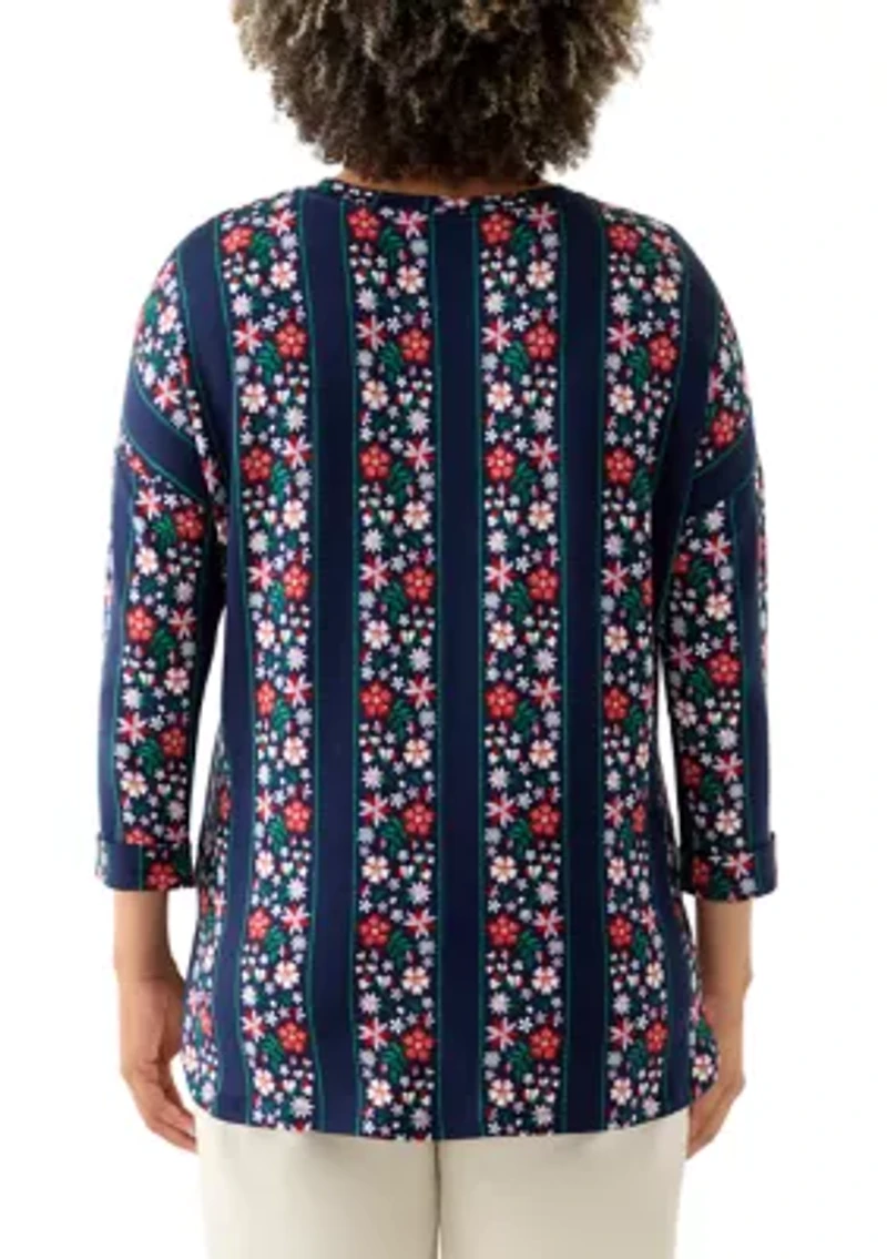 Women's 3/4 Printed Baby Terry T-Shirt