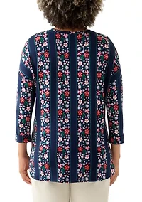 Women's 3/4 Printed Baby Terry T-Shirt