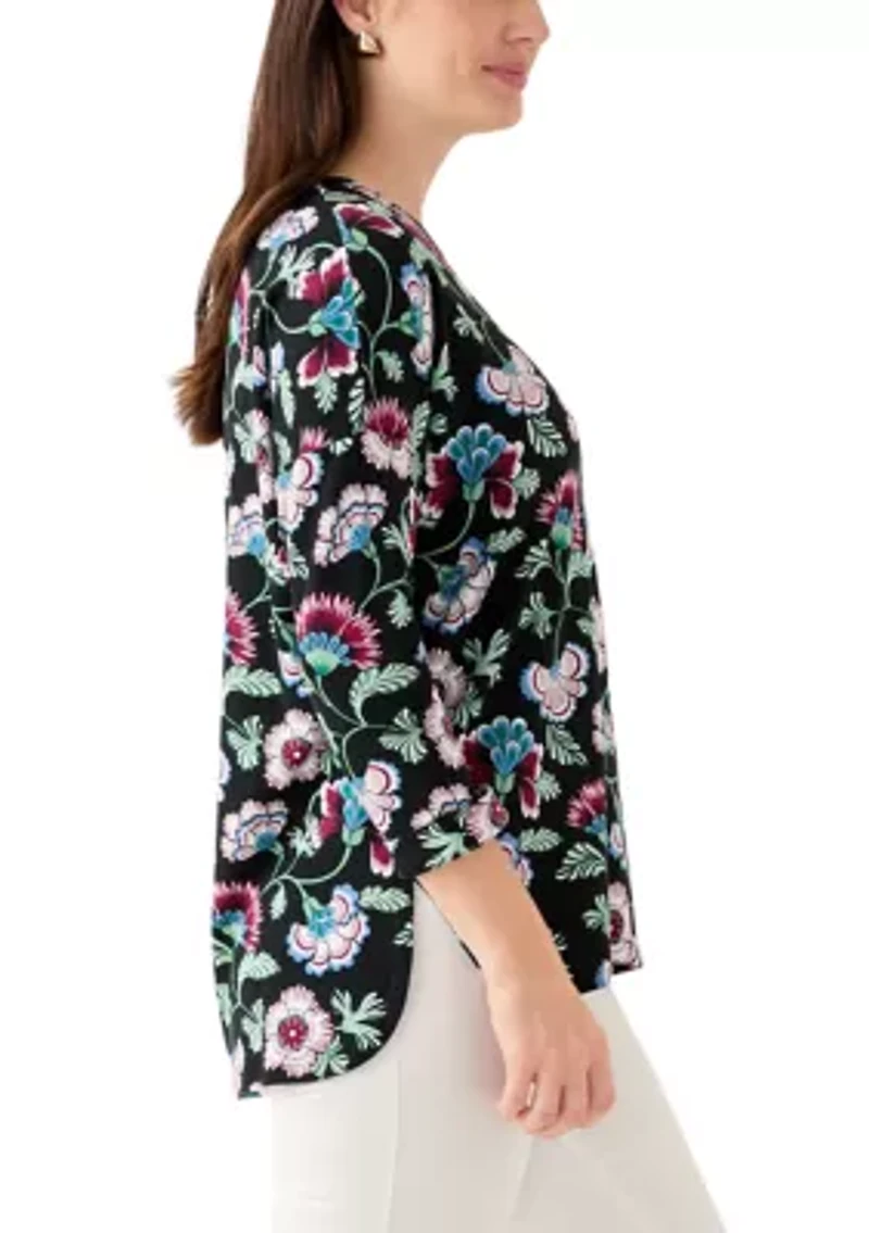 Women's 3/4 Printed Baby Terry T-Shirt